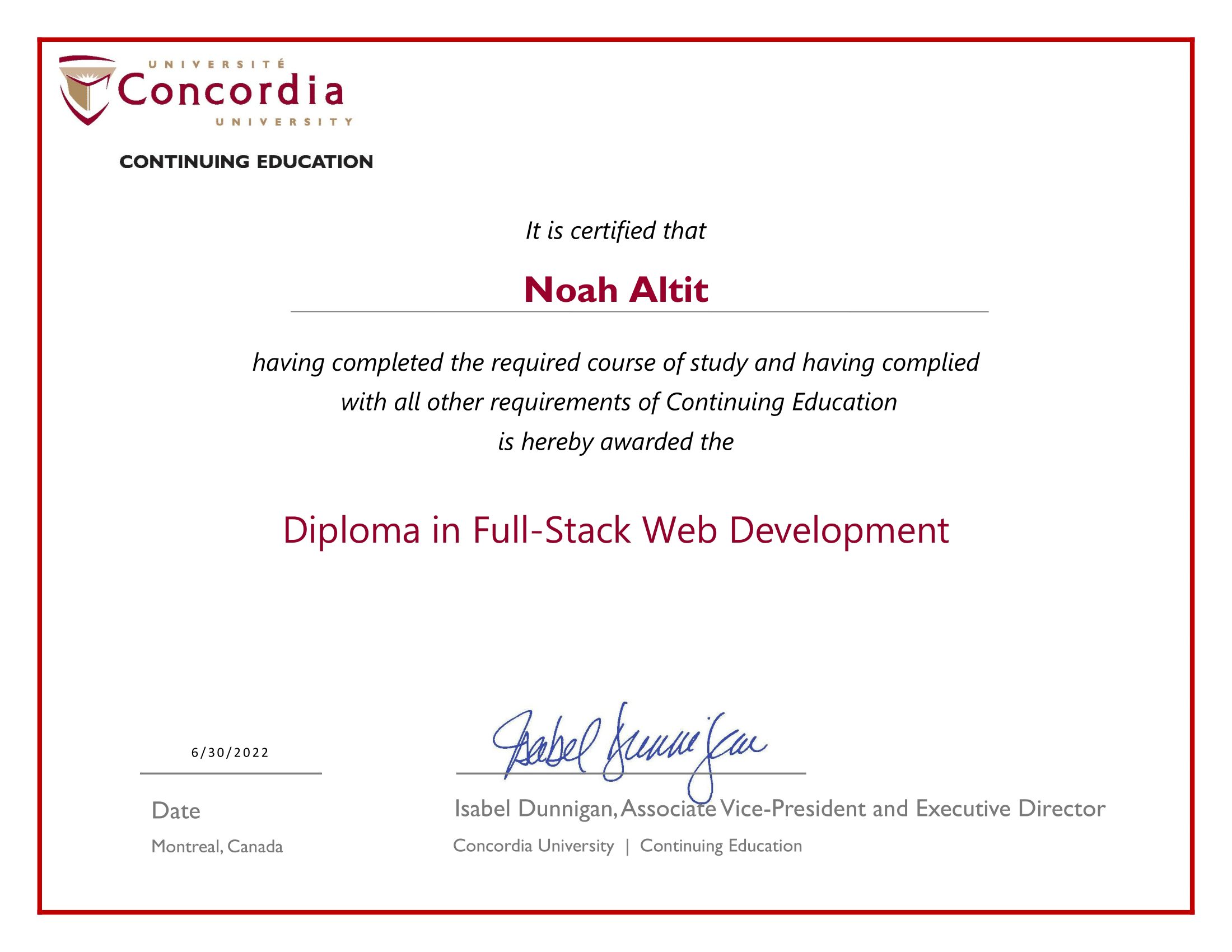 Bachelor Level Diploma in Full Stack Development certificate