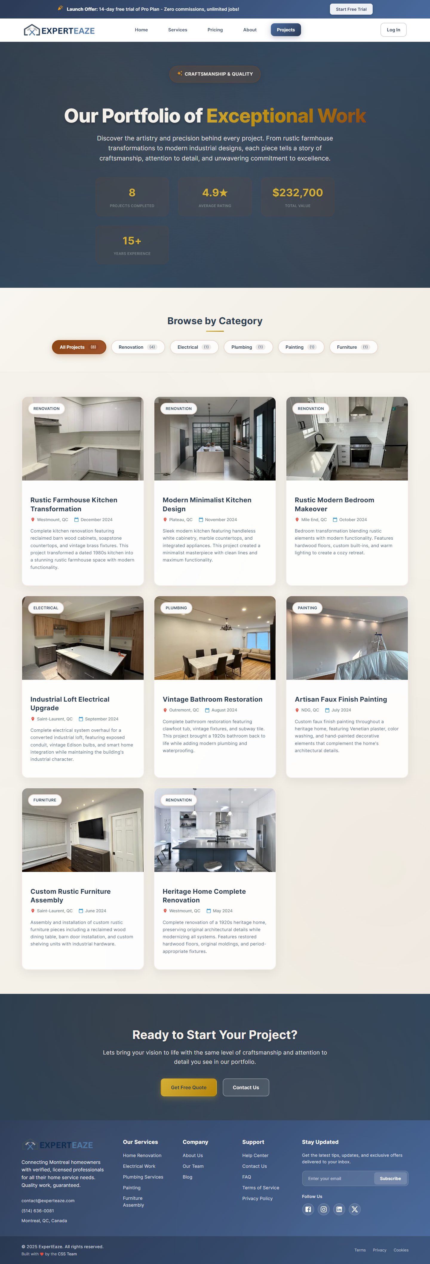 Experteaze Projects Page